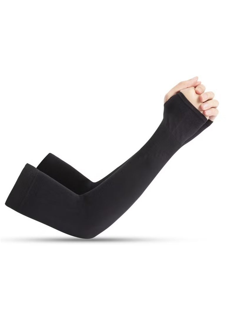 Cuken 6 Pairs Of UV Sun Protection Compression Arm Sleeves Protective Arm Covers Black Protective Arms Cooling Sun Protection Arm Sleeves for Outdoor Sports And Playing Ball, Black - Image 3